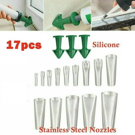 45° Muzzle Sealant Nozzle Caulking Finisher Scraper Tools Sealing 17 Pcs