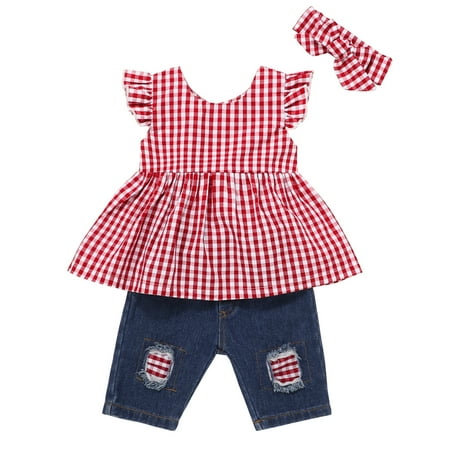 Baby Girls Clothes Red Ruffle Short Sleeve+Baby Girl Outfits Ripped Jeans Headband Set
Baby Girls Clothes Red Ruffle Short Sleeve+Baby Girl Outfits Ripped Jeans Headband Set