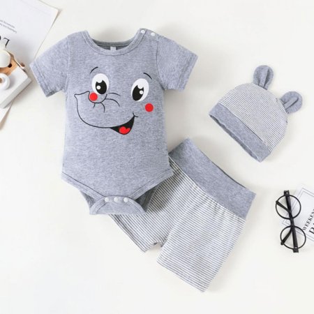 3pcs/set Summer Baby Boy Set Infant Toddler Boys Summer Short Sleeve Rompers +Striped Shorts+Hat Cute Elephant Outfit 0-12M
3pcs/set Summer Baby Boy Set Infant Toddler Boys Summer Short Sleeve Rompers +Striped Shorts+Hat Cute Elephant Outfit 0-12M