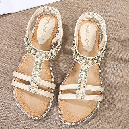 Cathalem Women s Leopard Sandals Women S Rhinestone Sandals Women S Summer Sandals Fashion Women S Sandals Womens Size 11 Sandals White 7