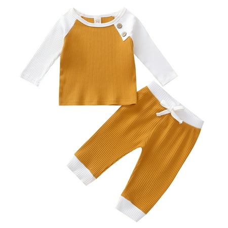 Honeeladyy Newborn Baby Boys Girls Solid Knitted Tops+ Lacing Pants Pajamas Sleepwear Sets Yellow
Honeeladyy Newborn Baby Boys Girls Solid Knitted Tops+ Lacing Pants Pajamas Sleepwear Sets Yellow