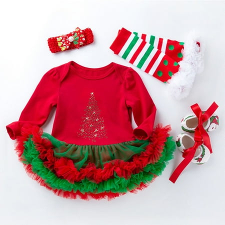 RPVATI Newborn Infant Baby Toddler Clothes Christmas One Piece Dress Long Sleeve Bodysuit Shoes Tights Headwear 4 Pieces Fall Winter Clothes Set
RPVATI Newborn Infant Baby Toddler Clothes Christmas One Piece Dress Long Sleeve Bodysuit Shoes Tights Headwear 4 Pieces Fall Winter Clothes Set