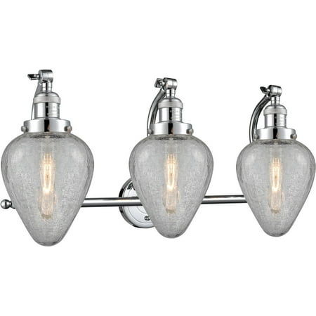 Polished Chrome Tone Bathroom Vanity 28 Wide Clear Crackle Glass Steel/Cast Brass/Glass Medium Base 3 Light Fixture
Polished Chrome Tone Bathroom Vanity 28 Wide Clear Crackle Glass Steel/Cast Brass/Glass Medium Base 3 Light Fixture