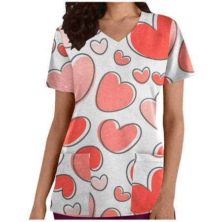 CYMMPU Women s V-Neck Pocketed Scrub_Tops Nurse Workwear Uniform Clearance Going out Tops Summer Tees Short Sleeve Shirts Trendy Valentine s Day Tunic Love Heart Printing Fashion Tshirts White S
CYMMPU Women s V-Neck Pocketed Scrub_Tops Nurse Workwear Uniform Clearance Going out Tops Summer Tees Short Sleeve Shirts Trendy Valentine s Day Tunic Love Heart Printing Fashion Tshirts White S