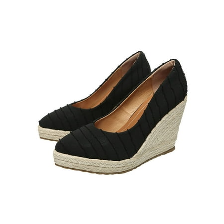 Wazshop Womens Espadrilles Slip On Wedge Pumps Shoes Comfort Dress Shoe Fashion Platform Ladies High Heel Pointed Toe Black 10cm 5
Wazshop Womens Espadrilles Slip On Wedge Pumps Shoes Comfort Dress Shoe Fashion Platform Ladies High Heel Pointed Toe Black 10cm 5
