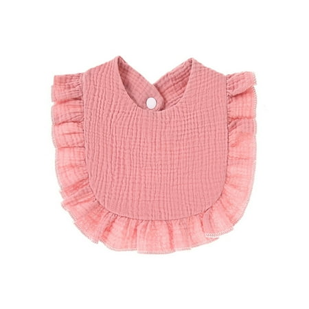 Pudcoco Baby Bibs Soft Absorbent Ruffled Solid Button Closure Washable Bibs