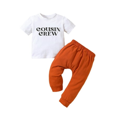 Frobukio 2Pcs Kids Toddler Boys Girls Clothes Short Sleeve Letters Print Tops Drawstring Long Pants Casual Outfits Brown 2-3 Years
Frobukio 2Pcs Kids Toddler Boys Girls Clothes Short Sleeve Letters Print Tops Drawstring Long Pants Casual Outfits Brown 2-3 Years