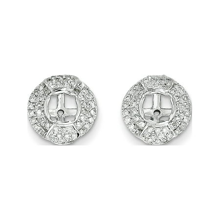 Designer 14K White Gold Diamond Round Earring Jacket (Length=11) (Width=11) Made In India -Jewelry By Sweet Pea Creations