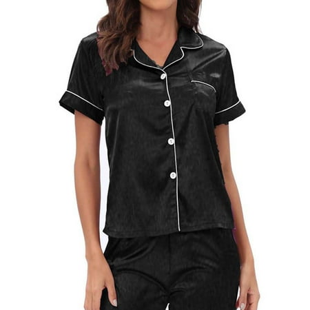 Azrian Womens Silk Satin Pajamas Set Two-Piece Sleepwear Loungewear Pjs Button-Down Sets Casual Fashion Home Wear Pajamas Short Sleeve Pajama Set Homewear Deals Clearance
Azrian Womens Silk Satin Pajamas Set Two-Piece Sleepwear Loungewear Pjs Button-Down Sets Casual Fashion Home Wear Pajamas Short Sleeve Pajama Set Homewear Deals Clearance