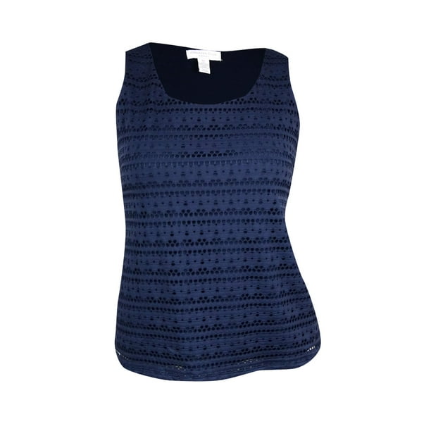 Charter Club Women's Eyelet Knit Overlay Tank Top