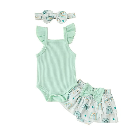 Bagilaanoe 3pcs Newborn Baby Girl Short Pants Set Fly Sleeve Romper Tops + Rainbow Skirt Shorts + Headband 3M 6M 9M 12M Infant Casual Summer Outfits
Bagilaanoe 3pcs Newborn Baby Girl Short Pants Set Fly Sleeve Romper Tops + Rainbow Skirt Shorts + Headband 3M 6M 9M 12M Infant Casual Summer Outfits