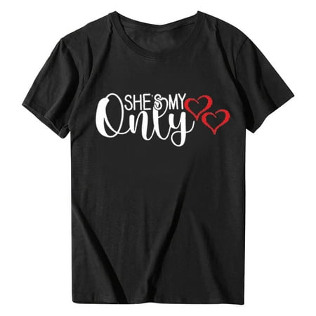 LWZWM Athletic Tops for Women Valentine s Day Top Round Neck Short Sleeve Letter Love Black S
LWZWM Athletic Tops for Women Valentine s Day Top Round Neck Short Sleeve Letter Love Black S