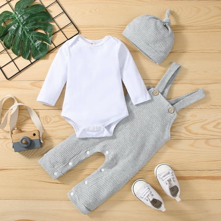 NIUREDLTD Baby Girls Boys Ribbed Autumn Long Sleeve Romper Jumpsuit Suspender Pants Hat Set Clothes
NIUREDLTD Baby Girls Boys Ribbed Autumn Long Sleeve Romper Jumpsuit Suspender Pants Hat Set Clothes