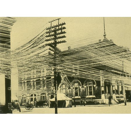 Bell Telephone System Wires 1900 Stretched Canvas - Science Source (36 x 24)