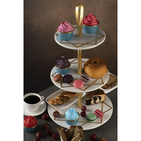 GAURI KOHLI Marbella Three Tier Marble Cake Stand