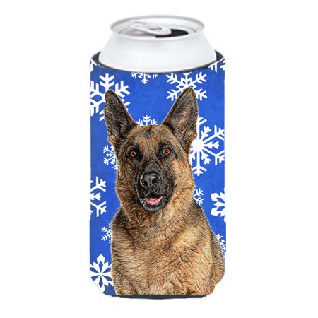 Winter Snowflakes Holiday German Shepherd Tall Boy bottle sleeve Hugger