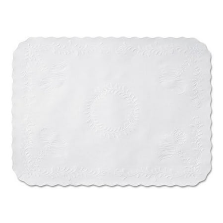 Anniversary Embossed Scalloped Edge Tray Mat 14 x 19 White 1000/Carton