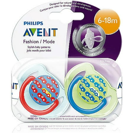 4 Pack - Philips Avent BPA Free Fashion Pacifiers, 6-18 Months, Assorted Colors 2 ea