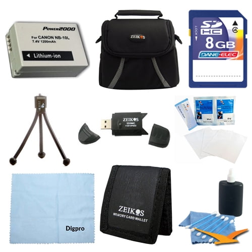 Canon Loaded Value 8GB Card and NB-10L Battery Kit For Canon Powershot SX40, SX50, G15 & G1X - Includes NB-10L Replacement Battery, 8GB Memory Card, Carrying Case, USB 2.0 Card Reader, Mini Tripod, 3