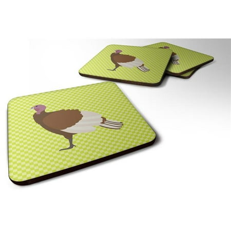 Bourbon Red Turkey Hen Green Foam Coaster Set of 4
