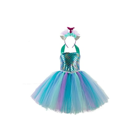 RSRZRCJ Girl s Princess Dress Mermaid Scale Pattern Sleeveless Patchwork Tulle Hem Tie-Up Halter Party Dress with Headband
RSRZRCJ Girl s Princess Dress Mermaid Scale Pattern Sleeveless Patchwork Tulle Hem Tie-Up Halter Party Dress with Headband