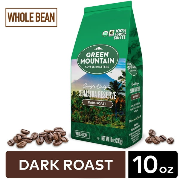 Green Mountain Coffee, Fair Trade Certified Sumatra Reserve, Dark Roast, Whole Bean Coffee, Bagged 10 oz