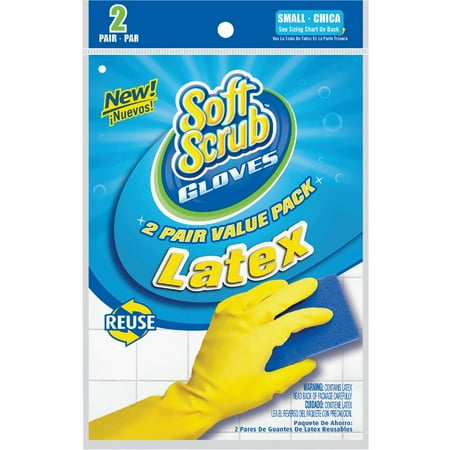 2PK Soft Scrub Small Latex Rubber Glove (2-Pack)