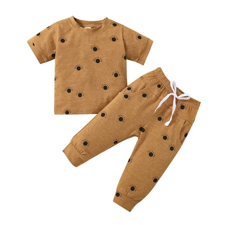Musuos Baby Boys Outfits Short Sleeve Crew Neck T-shirt with Long Pants Stars/Sun Print Summer Outfit
Musuos Baby Boys Outfits Short Sleeve Crew Neck T-shirt with Long Pants Stars/Sun Print Summer Outfit