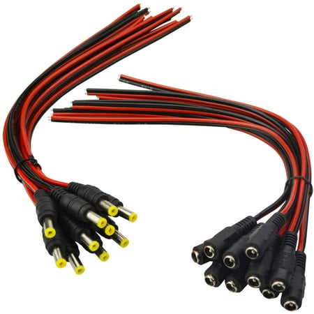 SAYTAY (Real 18AWG 43x2pcs Copper Strands) 20 Pairs DC Power Pigtail Cable Wire 12V 5A Male & Female Connectors for CCTV Security Camera and Lighting Power Adapter (2.1mm x 5.5mm Ultra Thick)
SAYTAY (Real 18AWG 43x2pcs Copper Strands) 20 Pairs DC Power Pigtail Cable Wire 12V 5A Male & Female Connectors for CCTV Security Camera and Lighting Power Adapter (2.1mm x 5.5mm Ultra Thick)