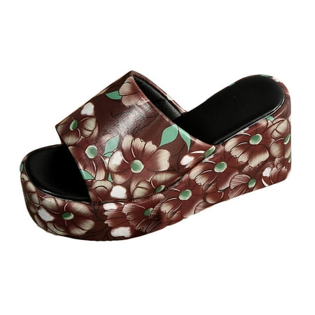 Ramiter Women Shoes Heels for Women Ladies Fashion Summer Floral Print Leather Fish Mouth Sloping Heel Thick Sole Sandals Coffee
Ramiter Women Shoes Heels for Women Ladies Fashion Summer Floral Print Leather Fish Mouth Sloping Heel Thick Sole Sandals Coffee