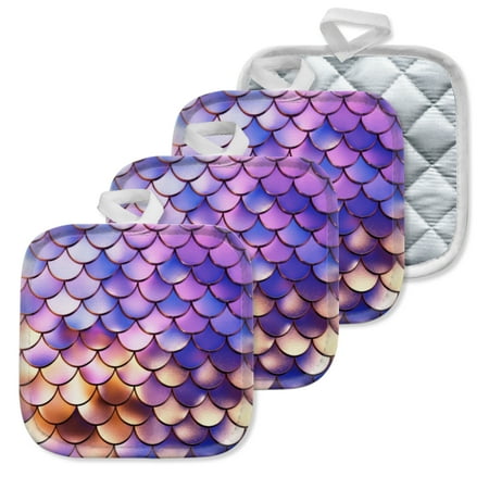 4 Pack Pot Holders Kitchen Essential Potholder Set Gradient Colored Scales Pattern In Purple And Pink
4 Pack Pot Holders Kitchen Essential Potholder Set Gradient Colored Scales Pattern In Purple And Pink