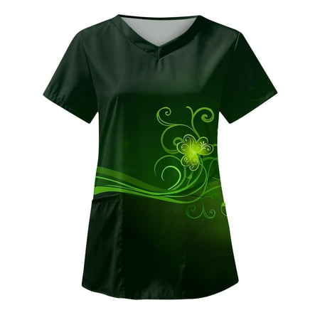 Women Scrub Tops St. Patrick s Day Printed V-Neck Nursing Working Uniform Workwear Tops with Pockets Holiday T-shirt
Women Scrub Tops St. Patrick s Day Printed V-Neck Nursing Working Uniform Workwear Tops with Pockets Holiday T-shirt