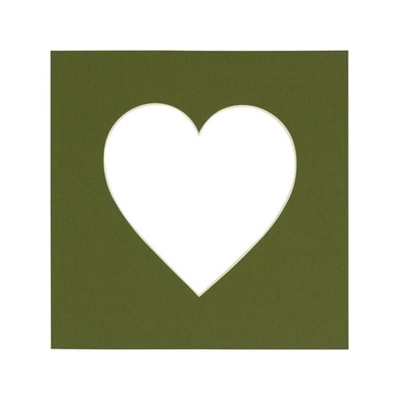 Dill Acid Free 7x7 Heart Picture Frame Mat with White Core Bevel Cut for 4x5 Pictures - Fits 7x7