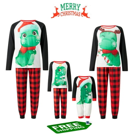 Sunisery Family Matching Christmas Dinosaur Pajamas Set