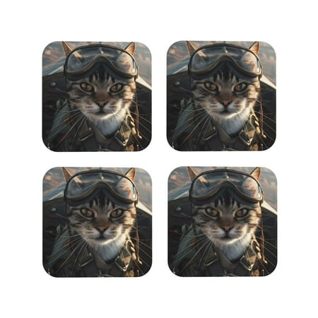 Vsdgher Pilot Cat In Vintage Plane Leather Coasters for Drinks Durable Drink Coasters 4 Set for Tabletop Protection Luxurious Home Décor and Housewarming Gift-Square
Vsdgher Pilot Cat In Vintage Plane Leather Coasters for Drinks Durable Drink Coasters 4 Set for Tabletop Protection Luxurious Home Décor and Housewarming Gift-Square