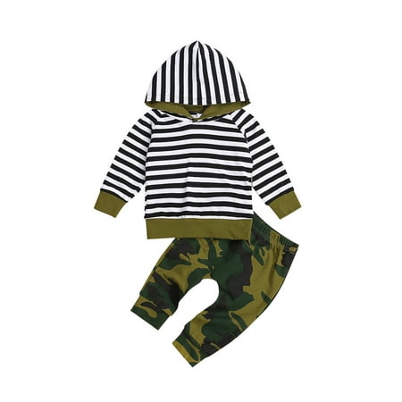 Bebiullo Newborn Baby Boys Stripe Hooded Sweatshirt Tops Camouflage Pants Trousers 2Pcs Outfits Set 6-9 Months
Bebiullo Newborn Baby Boys Stripe Hooded Sweatshirt Tops Camouflage Pants Trousers 2Pcs Outfits Set 6-9 Months