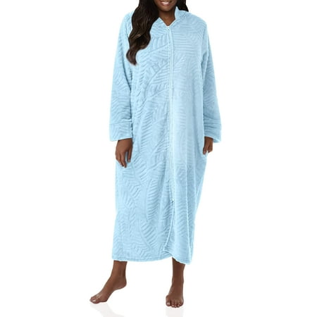 Just Love Plush Zipper Lounger Robe (Blue 1X)