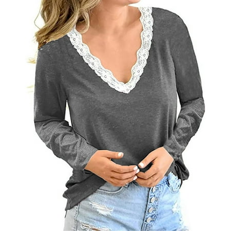 Christmas Deals Women s V Neck Lace Knitted Pullover Color Block Sweaters Tops Loose V Neck Stitching Long Sleeves Blouse on Clearance 
Christmas Deals Women s V Neck Lace Knitted Pullover Color Block Sweaters Tops Loose V Neck Stitching Long Sleeves Blouse on Clearance