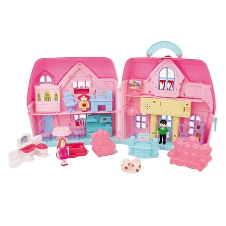 1 Set of Portable House Two-storey Villa Mold Toy Family Role Play Game Toy
