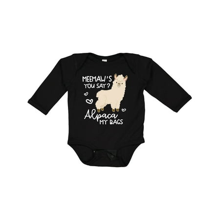 Inktastic Meemaw s You Say Alpaca My Bags Boys or Girls Long Sleeve Baby Bodysuit
Inktastic Meemaw s You Say Alpaca My Bags Boys or Girls Long Sleeve Baby Bodysuit