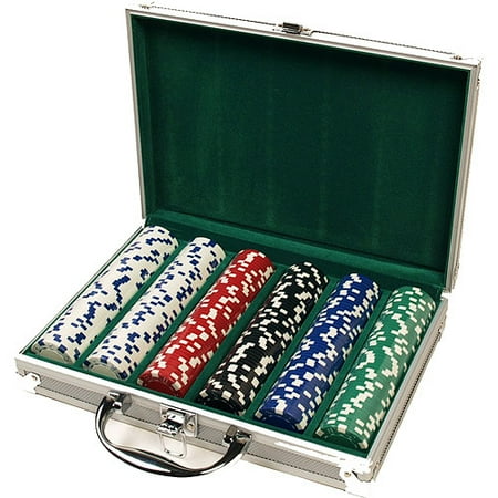Classic Games Collection Poker Chip Case With 300 Casino-Weight Chips, Felt-Lined Attache