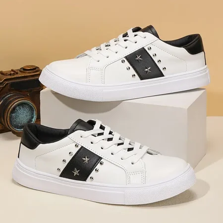 Women‘s Studded Decor Lace Up Sneakers Solid Color Faux Leather Shoes Women‘s Footwear
Women‘s Studded Decor Lace Up Sneakers Solid Color Faux Leather Shoes Women‘s Footwear