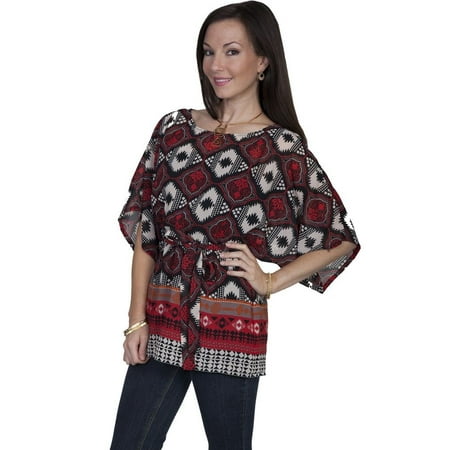 Scully Western Shirt Womens Short Sleeve Bold Print Kimono E26