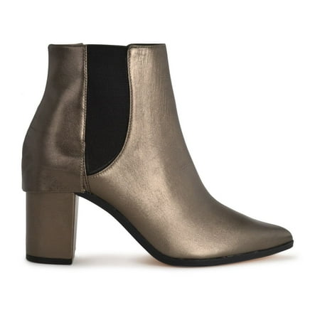 Schutz Dibny New Aco Pewter Leather Chelsea Block Heel Ankle Bootie (5)
