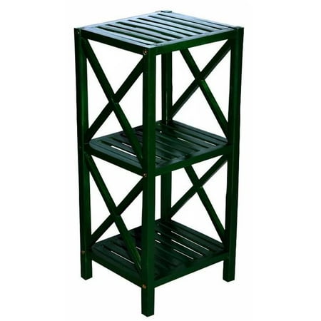 Bamboo 5849Green Bamboo 3 Tier Square End Table, Green - 32 x 14.5 x 13 in.