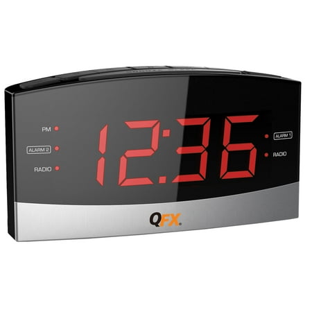 QFX AM\/FM LED 2 Alarm Clock Radio - Black