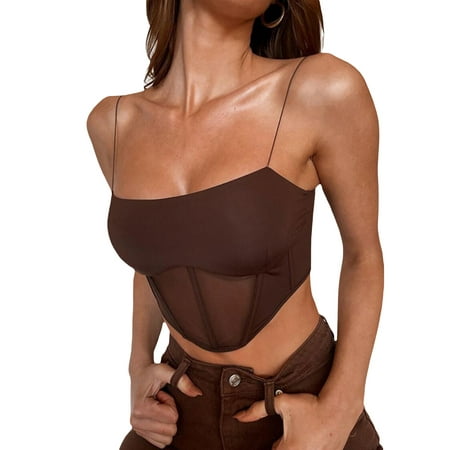 Canrulo Women Backless Spaghetti Straps Camisole Lingerie Punk Vintage Bustier Crop Top Corsets Bra Streetwear Brown M
Canrulo Women Backless Spaghetti Straps Camisole Lingerie Punk Vintage Bustier Crop Top Corsets Bra Streetwear Brown M