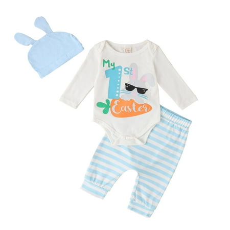 Boy Girl Cute Outfit Long Sleeve Cartoon Rabbit Printed Romper Bodysuits Striped Pants Hat Easter Day New Fashion Casual Clothes Stretch Set Elastic Waist Soft Tracksuit Sets
Boy Girl Cute Outfit Long Sleeve Cartoon Rabbit Printed Romper Bodysuits Striped Pants Hat Easter Day New Fashion Casual Clothes Stretch Set Elastic Waist Soft Tracksuit Sets