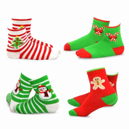 TeeHee Christmas Kids Cotton Fun Crew Socks 4-Pair Pack (6-8 Years Stripe Tree Snowman Candy Cane)
TeeHee Christmas Kids Cotton Fun Crew Socks 4-Pair Pack (6-8 Years Stripe Tree Snowman Candy Cane)
