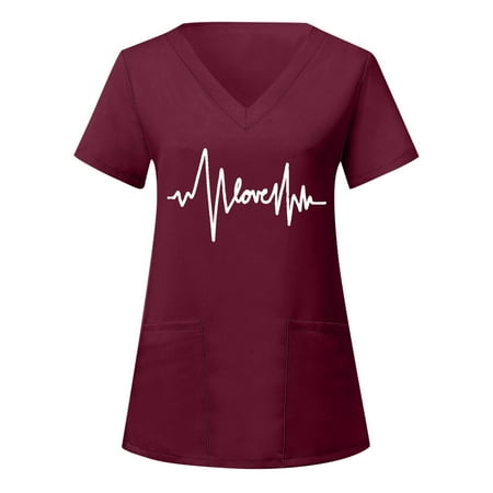 Women s Scrub Top Fashion Summer T Shirt Top Blouse Short Sleeve V Neck Heart Printed Nursed Working With Pockets Women Casual Lady Spring Female Tshirt Daily
Women s Scrub Top Fashion Summer T Shirt Top Blouse Short Sleeve V Neck Heart Printed Nursed Working With Pockets Women Casual Lady Spring Female Tshirt Daily